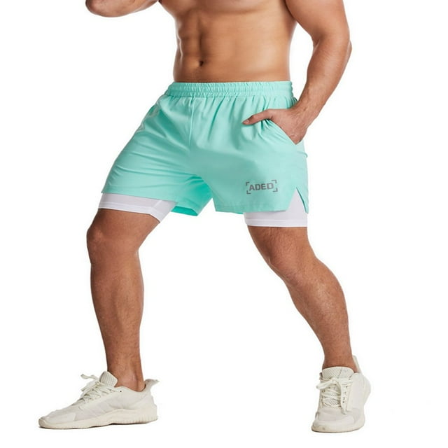 MesaSe Men Sports Short Trousers Casual Quick Drying Sweatpants with Inner Layer Elastic Waist Drawstring Shorts