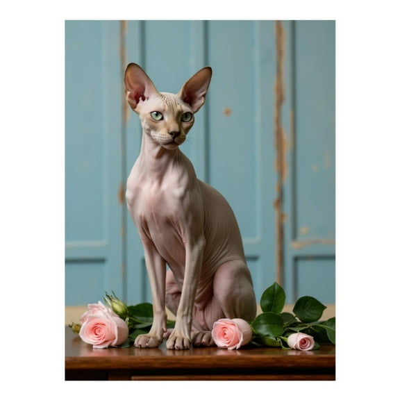Diamond Art Kit for Adults, Sphynx Cat Roses Vintage Setting Diamond Painting for Adults Beginners, DIY Diamond Art Painting Kits, 5D Diamond Painting Crafts for Home Decor 12x16 Frameless
