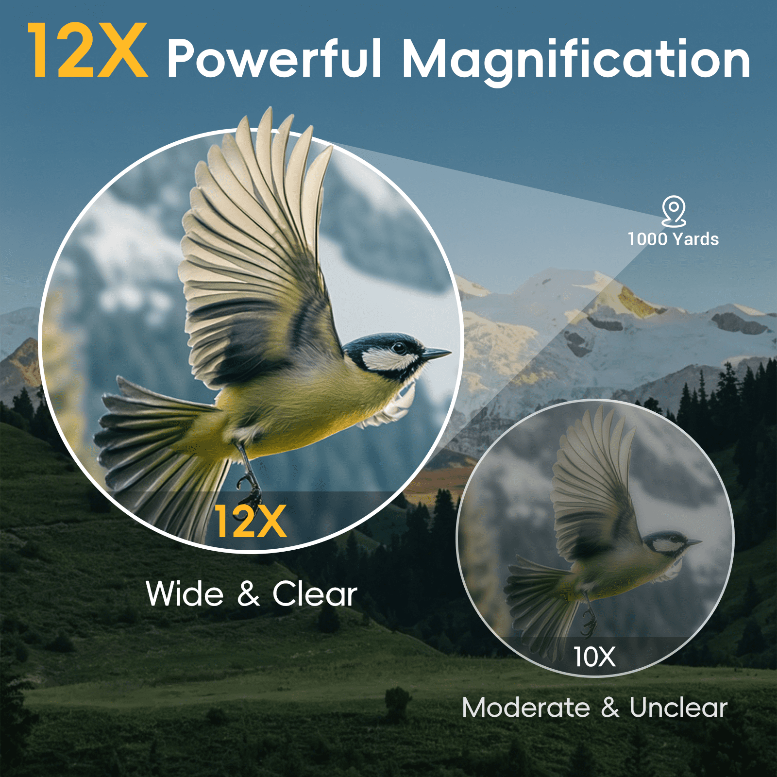 Aurosports 12x25 Compact Binoculars, High-Powered HD for Adults & Kids – Bird Watching, Hunting, Hiking, Camping, Concerts