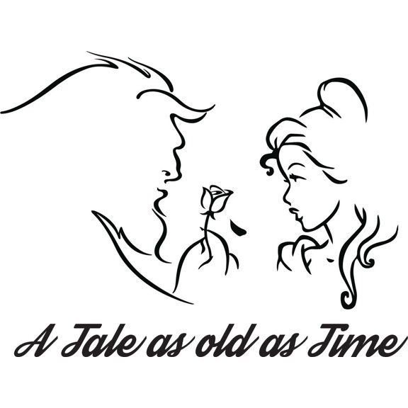 A Tale As Old As Time Every Beauty Needs A Beast Silhouette Bedroom Decor Custom Wall Decal Vinyl Sticker 20 Inches X 20 Inches
