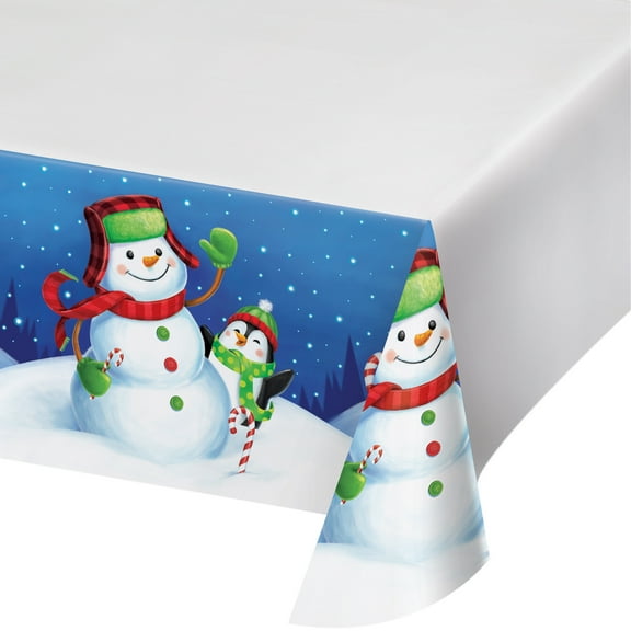 Winter Fun Plastic Tablecloth, each