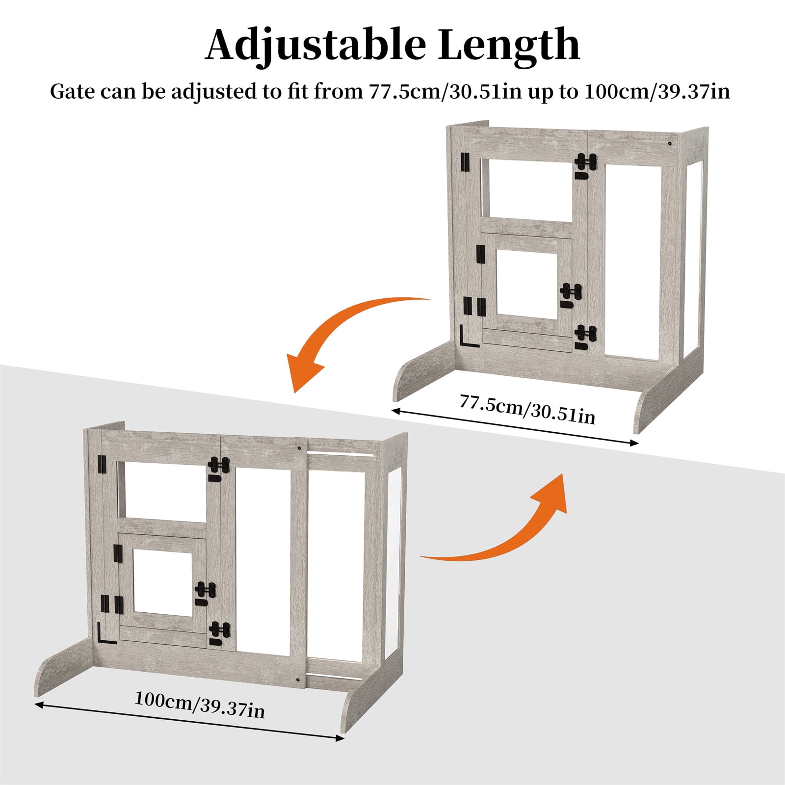 Bingopaw 32" Tall Freestanding Dog Door Gate Adjustable 25.98" to 35.43" Pet Barrier Safety Gate