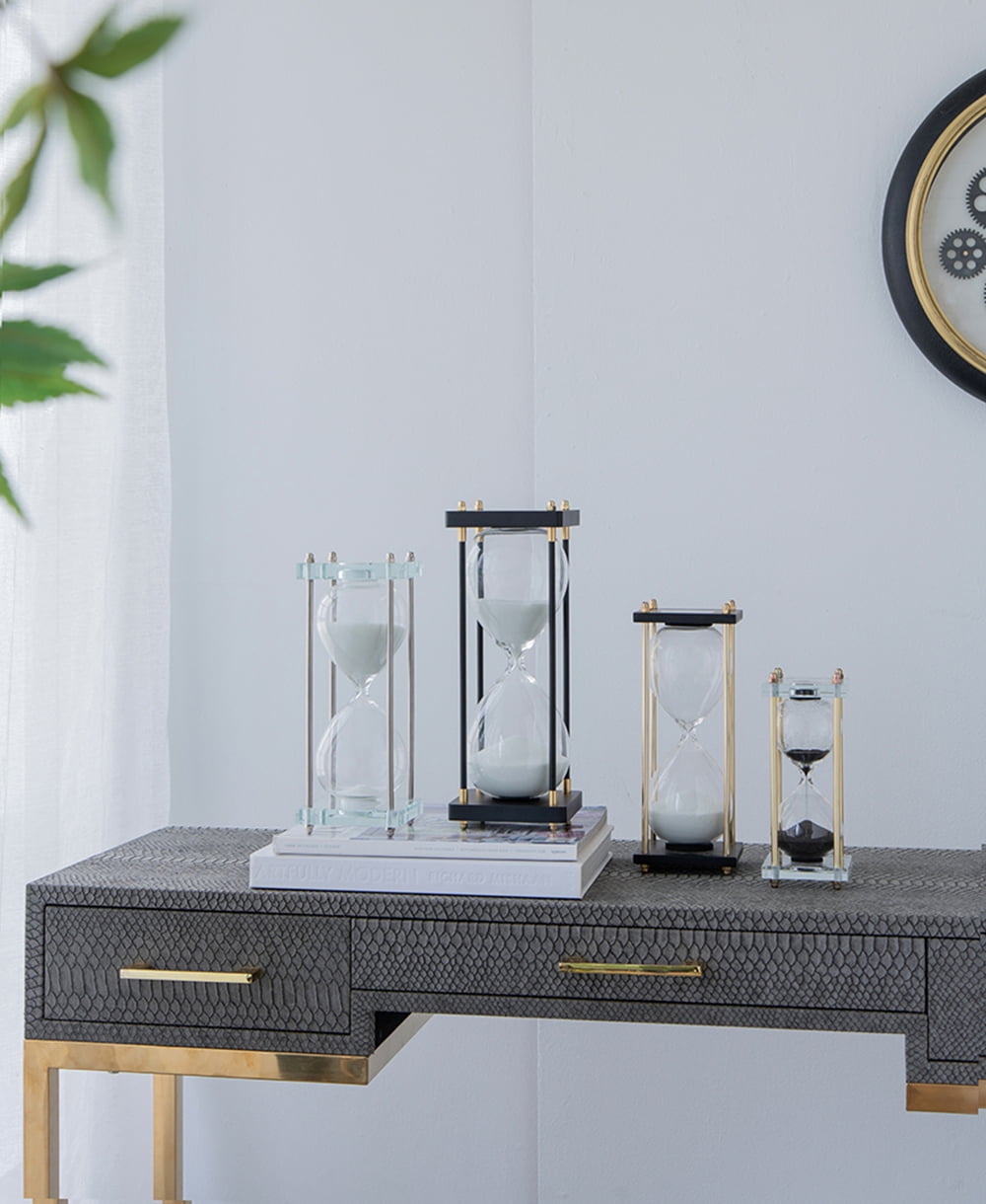 Hourglass With Wooden Frame, 4.3x4.3x12"