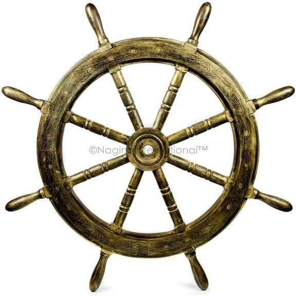 Ship Wheel - Gola Pendi - (24 Inches, Antique Golden)