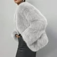 thumbnail image 5 of Stichou Faux Fur Coat for Women Fluffy Faux Fur Jacket Long Sleeve Open Front Cropped Fuzzy Outerwear White XL, 5 of 9