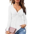 thumbnail image 2 of VBARHMQRT Summer Gym Tops for Women Womens Casual Tops Long Sleeve V Neck Tee Shirt Solid Loose Side Split Blouse Tunic Womens Graphic T Shirts Vintage Mtv Boat Neck Tops for Women, 2 of 6