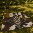 thumbnail image 7 of Ornate Central Diamond Against Dark spotted cattle pattern Patches, Soft Flannel Blanket with Ornamental Western Print, Housewarming Gift and Home Decor for Bedroom and Living Room, 7 of 7