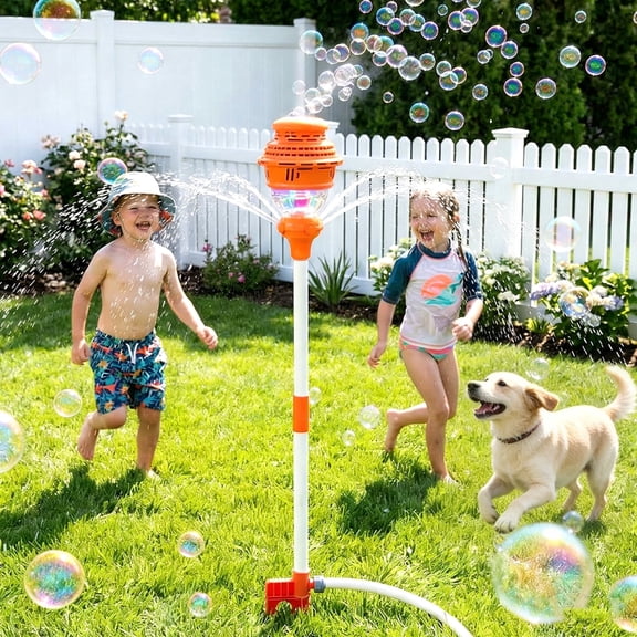 PMHZI 2-in-1 Bubble Sprinkler Toy for Kids, 36" Outdoor Water Sprinkler with Lights & Music, Summer Backyard Lawn Water Play for Kids Ages 3 