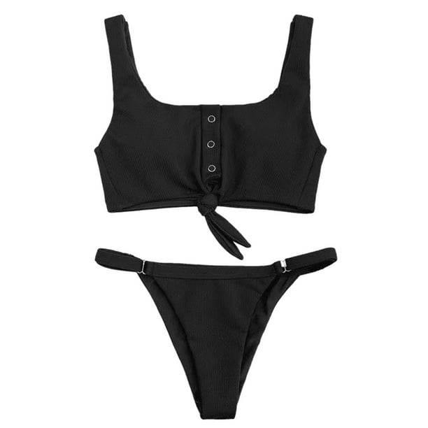 Traje de baño bikini de mujer de dos piezas, traje de baño bikini de tirantes traje de baño de dos piezas