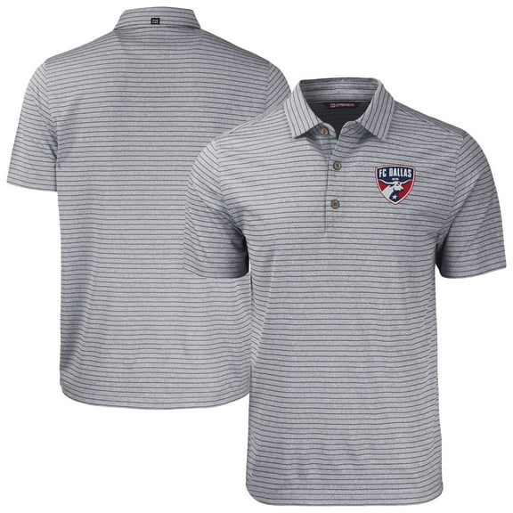 Men's Cutter & Buck Heather Gray FC Dallas Forge Eco Stripe Stretch Recycled Tri-Blend Polo