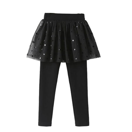 

WOLLED Bottoms for Girls‘kids Mesh Skirt Pants Fake Two-Piece Toddler Baby Culottes Outer Wear Leggings for 2-10Y