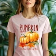 thumbnail image 5 of Pumpkin Spice and Everything Nice T-Shirt | Fall Pumpkin Leaves Graphic Tee for Women, Maroon, Size XL, 5 of 6