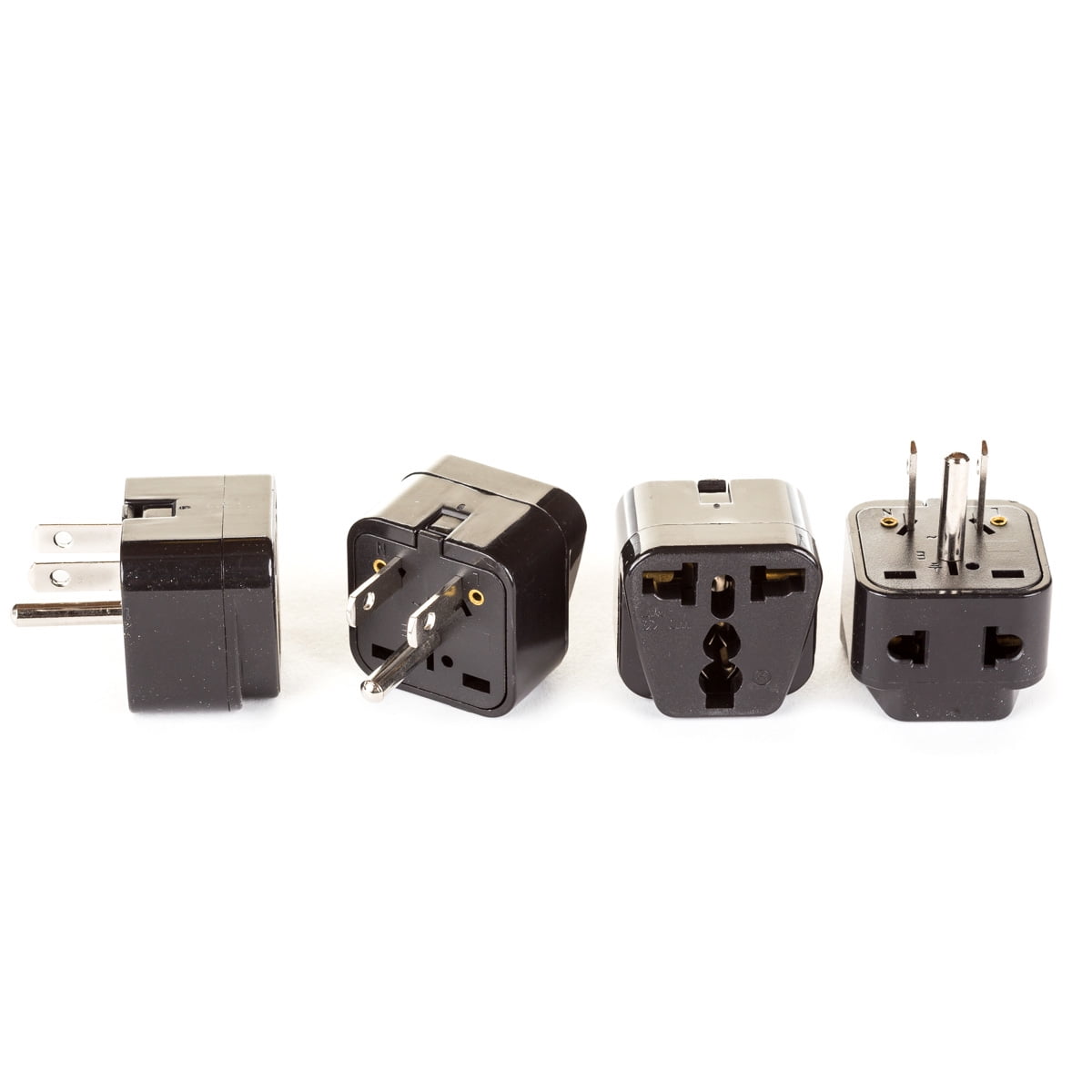 OREI 2 in 1 Universal to Grounded USA Adapter Plug (Type B)- 4 Pack, Black by Orei
