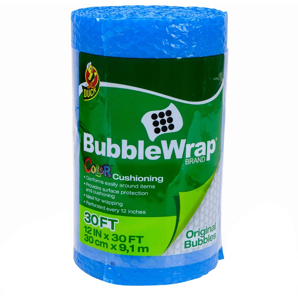 Duck Brand 12" x 30' Bubble Wrap, Blue