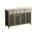 thumbnail image 4 of IVV Buffet Cabinet with Storage, 48" Sideboard with 3 Mesh Doors & 3 Drawers, Modern Metal Coffee Bar Cabinet Metal Buffet Table w/ Wood Countertop for Kitchen, Dining Room, Dark Gray, 4 of 7