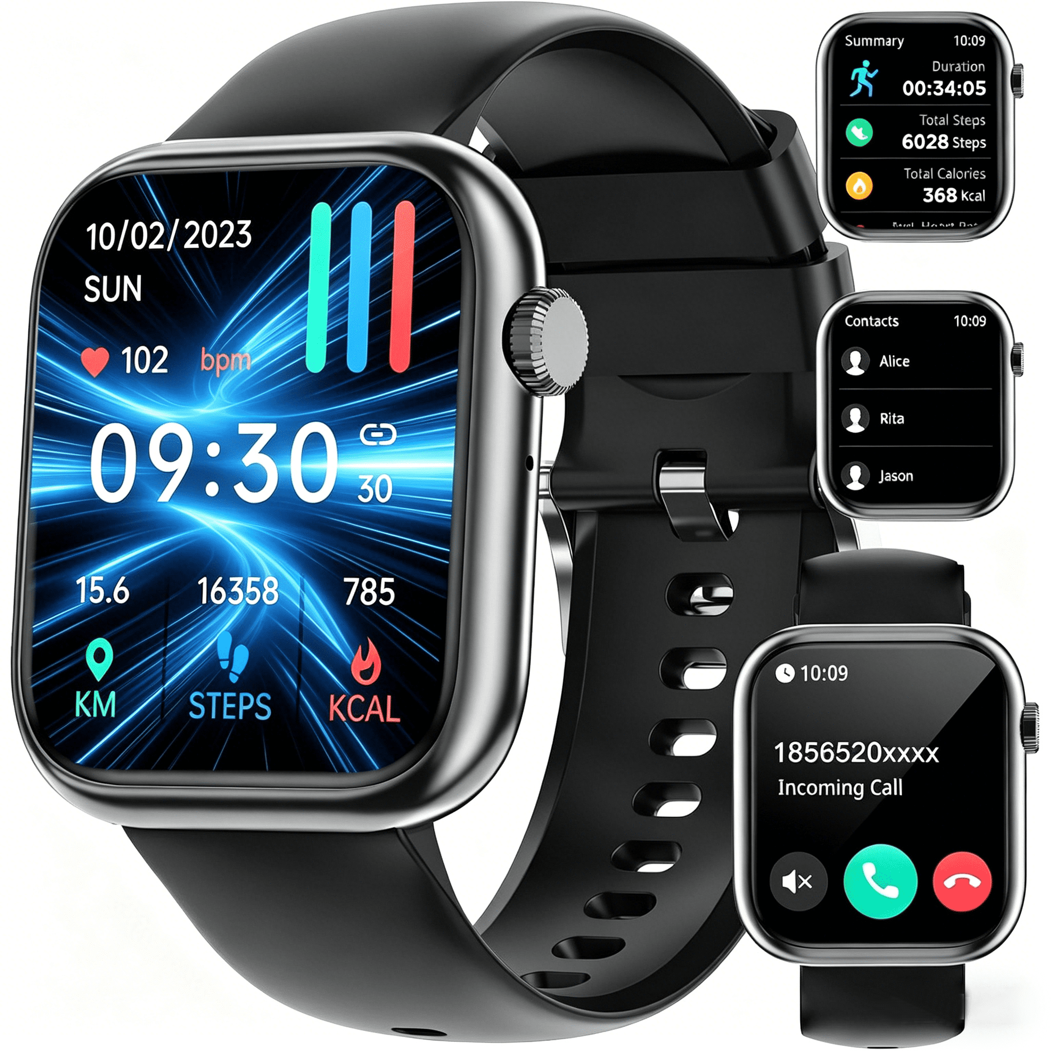 Smart Watch for Men Women, Bluetooth Call Fitness Tracker, Heart Rate Monitor, Sleep Tracking, Waterproof Smartwatch for Android iPhone
