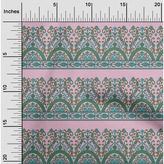 oneOone Viscose Jersey Fabric Leaves & Floral Block Printed Fabric 1 Yard 60 Inch Wide