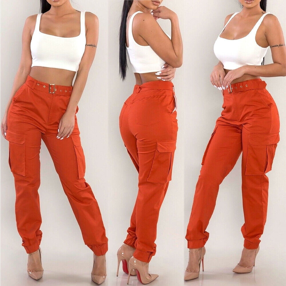 high rise cargo pants