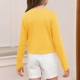 thumbnail image 3 of Lumtrix Girls Crop Tops Long Sleeve T Shirts Kids Crewneck Slim Fit Y2K Dressy Casual Basic Tee For 5-14 Years Yellow 120, 3 of 3