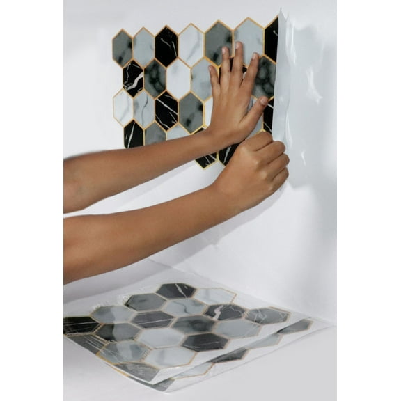 Mosaicowall 10-Sheet Peel and Stick Tile - 11.9"x11.8" Premium Kitchen Self Adhesive Backsplash Tile