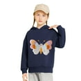 thumbnail image 4 of Toddler Boy Girl Cute Hoodies Solid Color Long Sleeve Hooded Sweatshirt Top Fall Winter Hoodie Clothes Boys Hoodies Sweatshirt Navy 6Y, 4 of 5