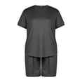 thumbnail image 3 of Honganda Male Solid Color Round Neck Short Sleeve T-Shirt+ Shorts with Pocket, 3 of 8