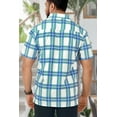 thumbnail image 2 of HAPPY BAY Plaid Men's Classic Short Sleeve Casual Poplin Shirts Button Down Flannel Shirt for Men XL Checkered, Blue Summer Vacation Holiday, 2 of 5