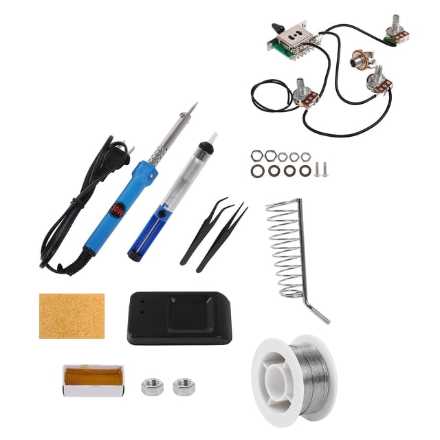 Juego de cables para guitarra eléctrica, soldador, interruptor de palanca de 3 vías