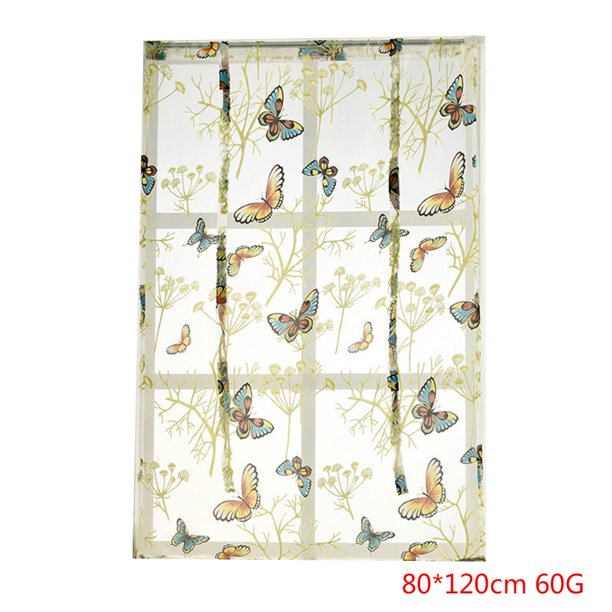 Yuarrent Cortinas de cocina con estampado de gasa, persianas romanas para ventana, paneles de cenefa para sala de estar y dormitorio, tratamiento de Sombras de ventana 2 80x120cm Yuarrent JJ23233-02