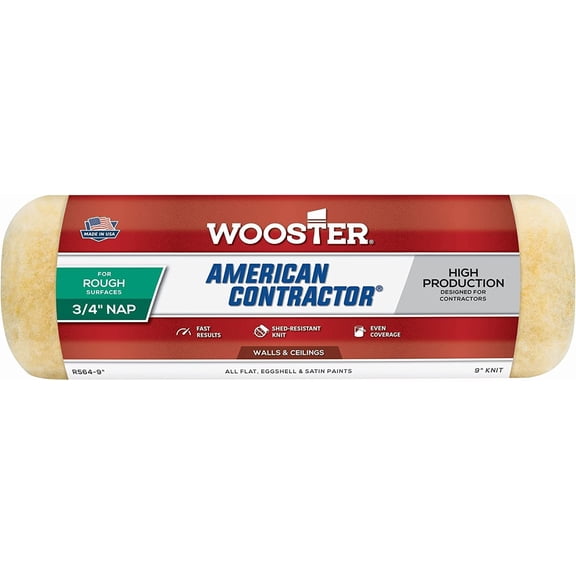 Wooster Brush R364-9 9-Inch American Contractor Roller with 3/4-Inch Nap, Side Stack - SET 2