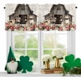 thumbnail image 2 of Kitchen Valances for Window, Easter Rabbits Flowers Light Filtering Rod Pocket Valance Curtain, Vintage Rural Wooden Houses Short Curtains Window Topper for Bedroom Bathroom Living Room 42x12in, 2 of 9