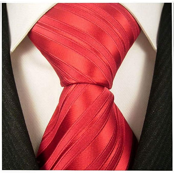 Scott Allan Solid Red Mens Tie | Standard Size 3.3" Adult Tie | Red Jacquard Woven Microfiber Neck Tie