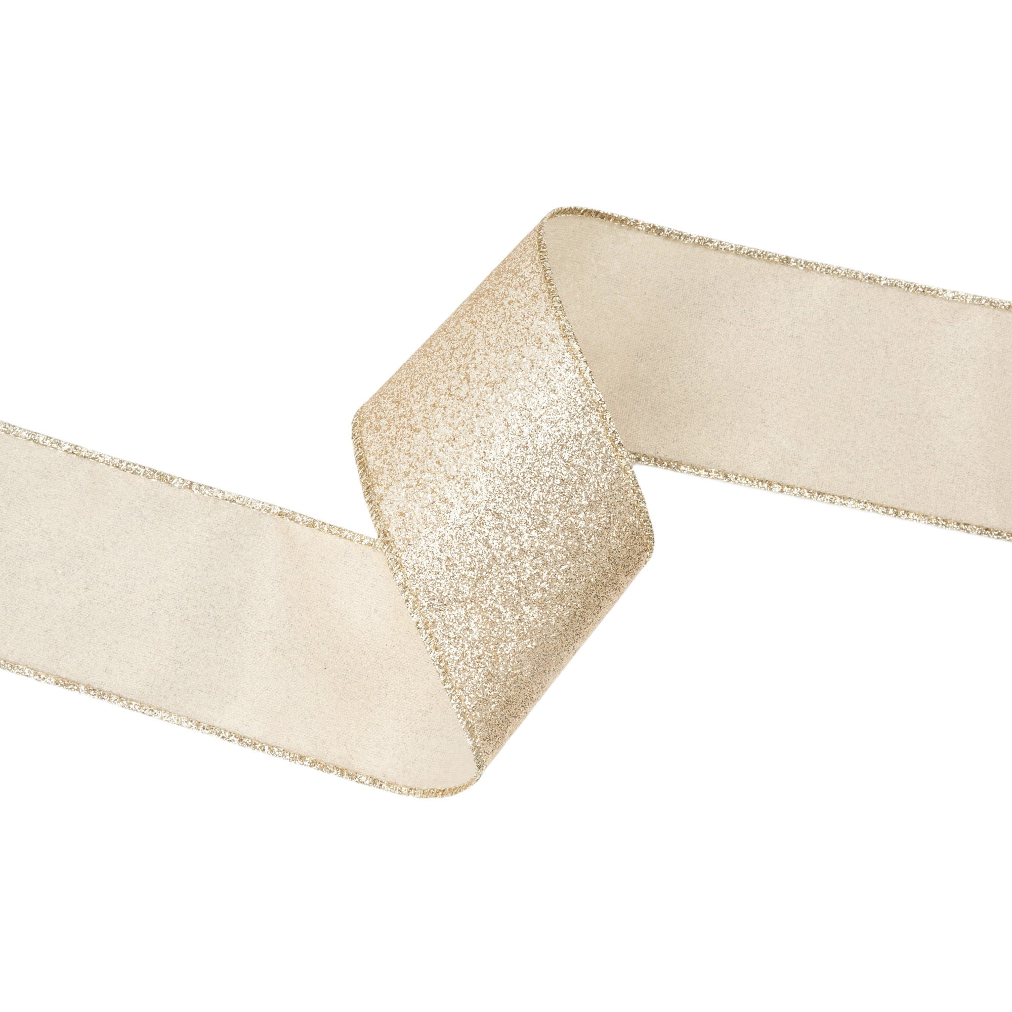 LaRibbons 2 1/2" Wired Ribbon, Gold Glitter, 10 Yard Roll