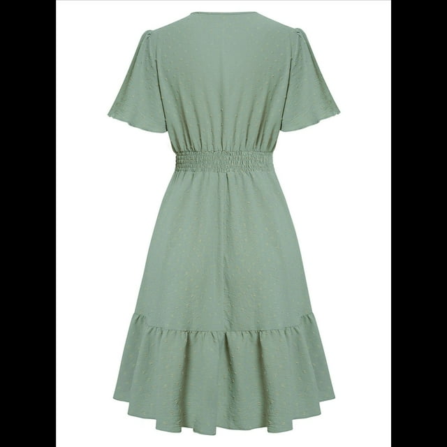 Vestido Corte A Escote en V Verde M