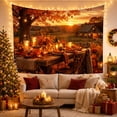 thumbnail image 3 of Rustic Autumn Dinner Scene with Lanterns and Pumpkins in a Barn, Cozy Farmhouse for Nature Lovers, Harvest Wall Decor, Housewarming Gift, Tapestry Wall Hanging for Bedroom and Living Room, 3 of 7