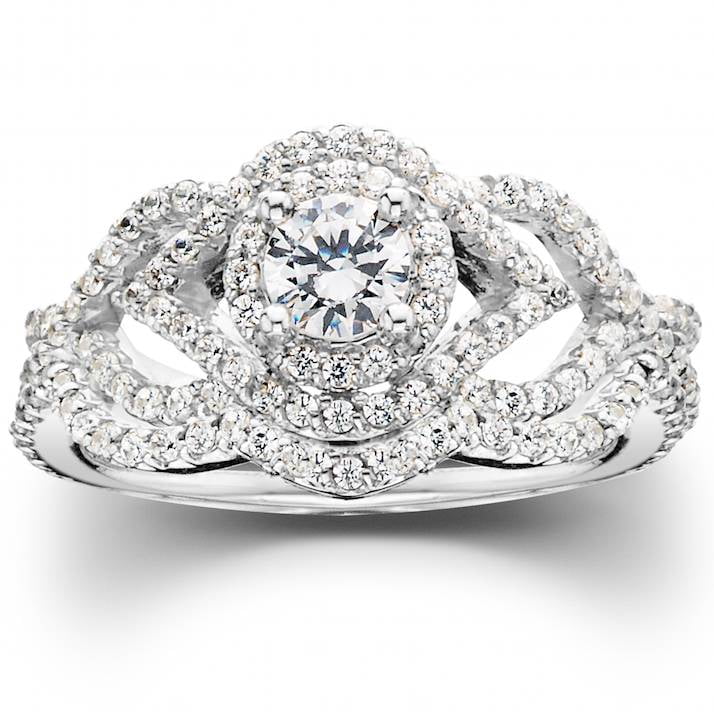 1Ct Diamond Trio Wedding Ring Set 10K White Gold