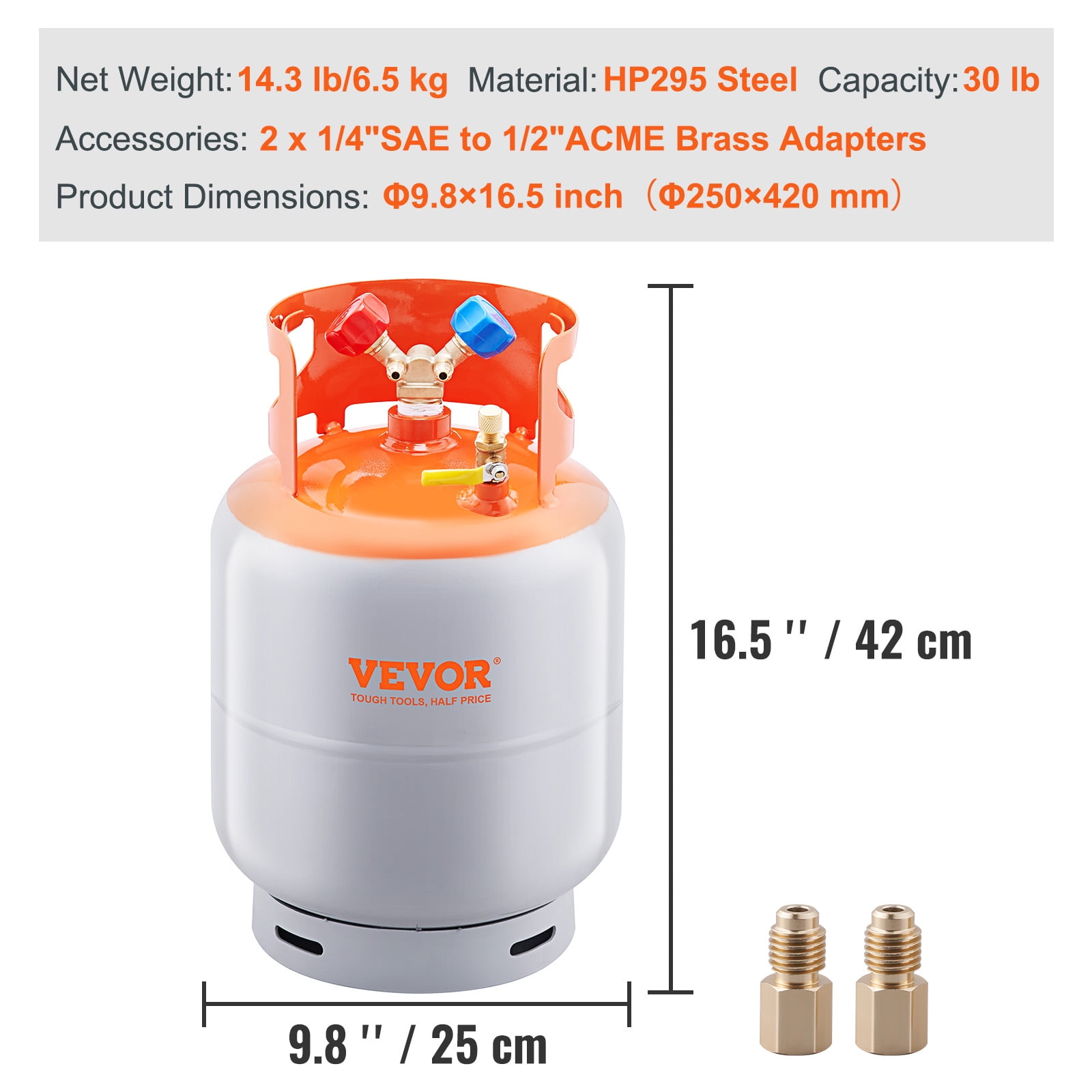 KFFKFF 400 PSI Refrigerant Recovery Reclaim 30lb Cylinder Tank Liquid Rated Y Valve