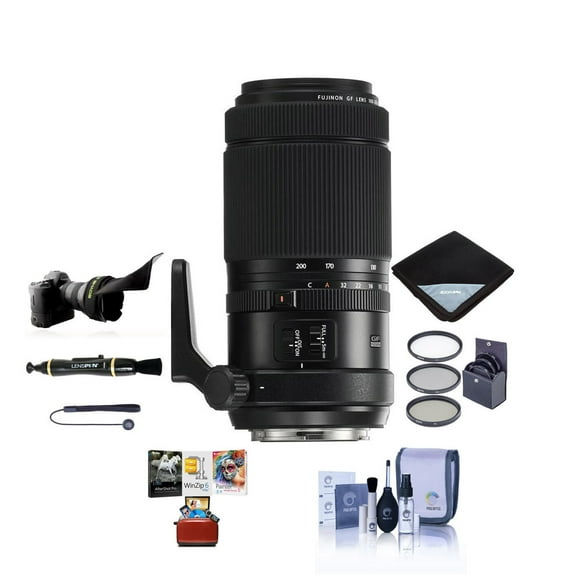 Fujifilm GF 100-200mm f/5.6 R LM OIS WR Lens, Bundle with ProOptic 67mm Filter Kit, Flex Lens Shade, Lens Wrap, LensPen Cleaner, Lens Cap Tether, Cleaning Kit, Mac Software Kit
