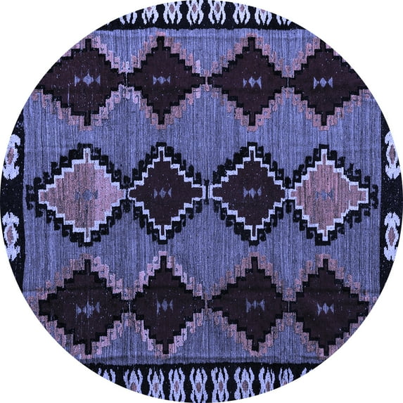 Ahgly Company Indoor Round Abstract Blue Modern Area Rugs, 4' Round