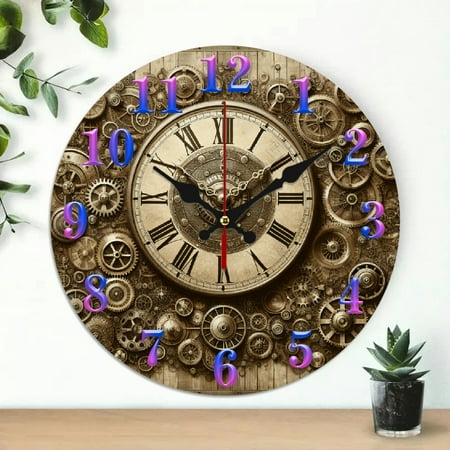 Steampunk gears Wall Clock, Wall hanging decor Wall art Decor, Great for Living Room, Kitchen, Dorm Decoration and Daily Practical Gift