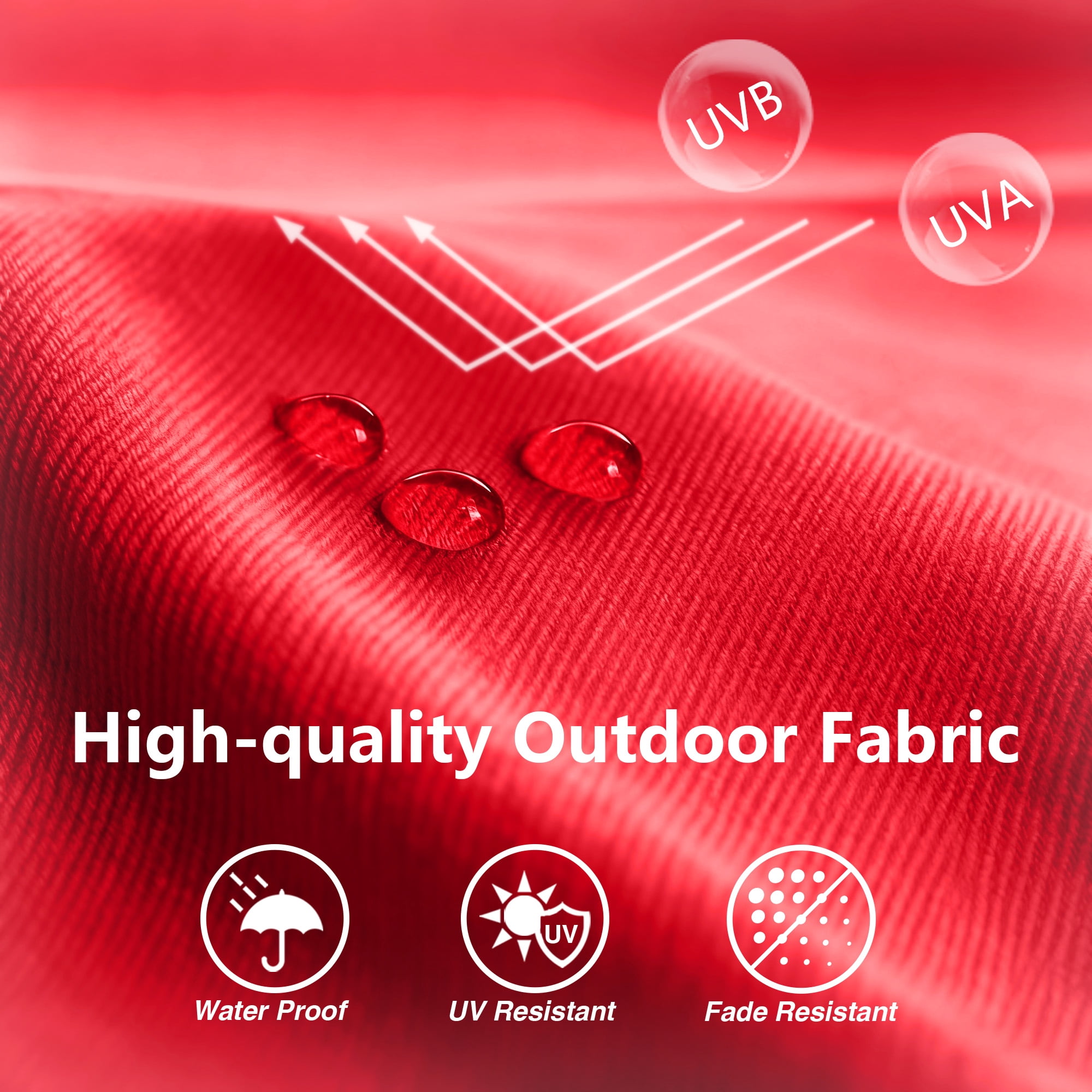 Kool 10FT Outdoor Patio Umbrella with Push Button Tilt and Crank Handle, Market Umbrella with 8 Sturdy Umbrella Ribs, Red