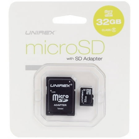 Unirex MicroSD High Capacity Card 32GB Class 6 with SD