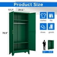 thumbnail image 2 of 71" Metal Armoire Wardrobe Closet, Bedroom Clothing Storage Cabinet with Hanging Rod, Freestanding Armoire Cabinet with Adjustable Shelves, Green, 2 of 7