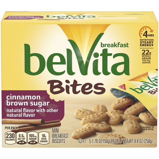 belVita Cinnamon Brown Sugar Mini Breakfast Biscuit Bites, 5 Packs
