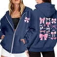 thumbnail image 1 of Tunique à Capuchon Longue 3TG Chandail à Capuchon Robe Chandail pour Femmes Haut Grande Taille Chandails à Capuchon Femmes Chandail à Manches Longues à Fermeture Éclair Poche Cordon Décontracté Sport Bleu G, 1 of 6
