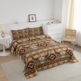 thumbnail image 2 of Western Boho Bedding Sets Queen Western Bull Skull Quilt Set Southwestern Aztec Comforter Set Native Tribal Dream Catcher Feather Bohemian Down Comforter Brown Geometric Pattern 3 Pcs, 2 of 5