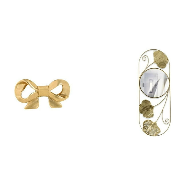 Asa de mueble,Tirador de latón con forma de lazo para muebles o armario,Espejo de pared,Espejo decorativo nórdico para colgar en la pared,Espejos de pared metálicos decorativos para el hogar