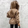 thumbnail image 5 of ZMHEGW Women Coats Daily Plus Size Winter Lapel Collar Long Sleeve Vintage Thicken Warm Hooded Thick Padded Outerwear Fall Jackets, 5 of 7