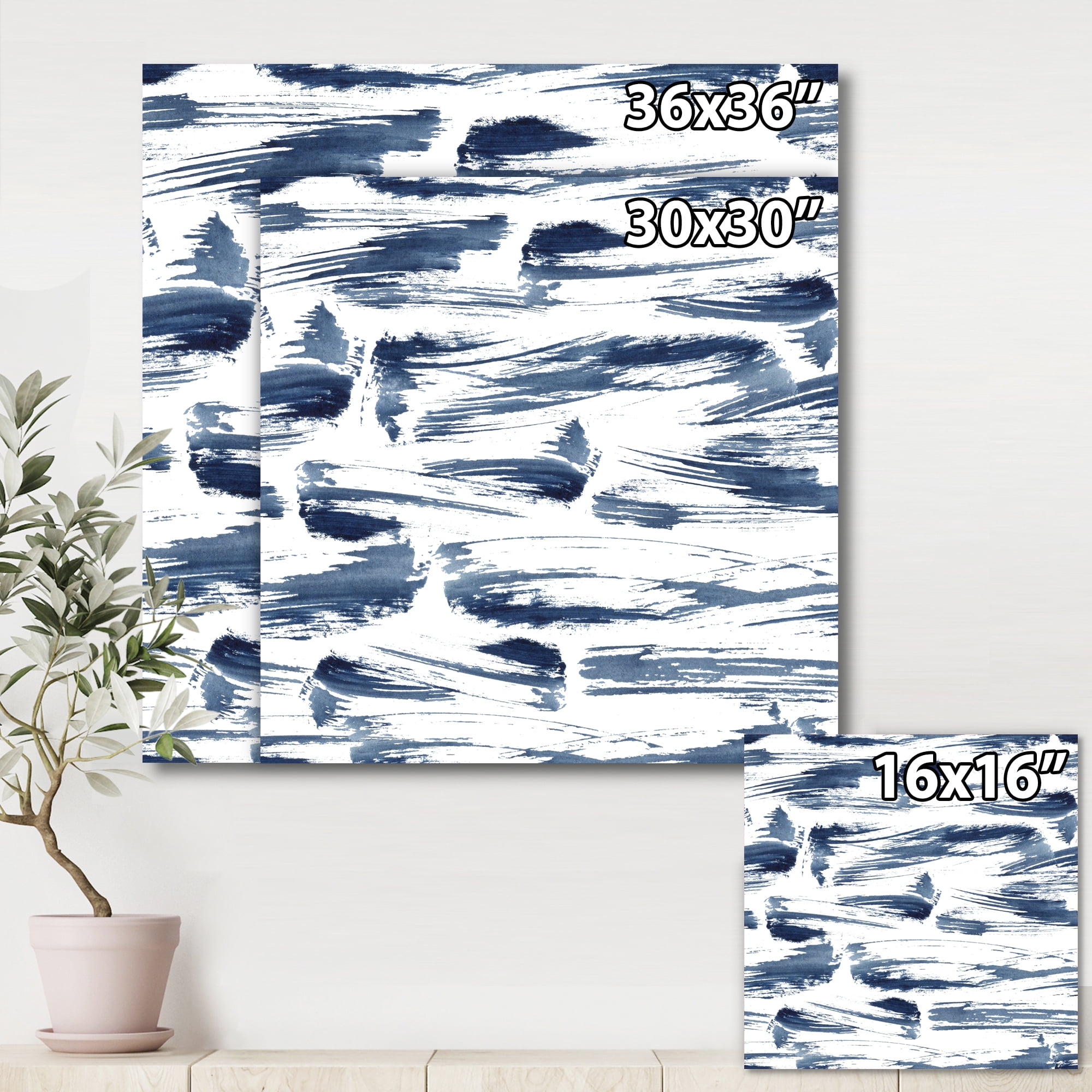 Designart ' Blue Abstract Aquatic Texture ' Modern Canvas Wall Art Print