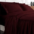 thumbnail image 5 of 4 Piece Long Ruffle Sheet Set, 30" Inch Long Ruffle On Corner Of The Flat Sheet, 10 Inch Deep Pocket, 100% Egyptian Cotton, 800 TC, Cal King Size, Solid Wine, 5 of 9
